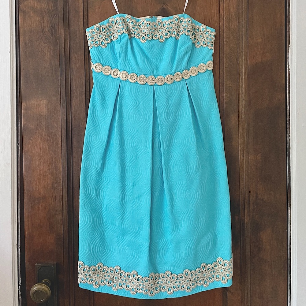 Lilly Pulitzer Betsey Jacquard Turquoise Strapless